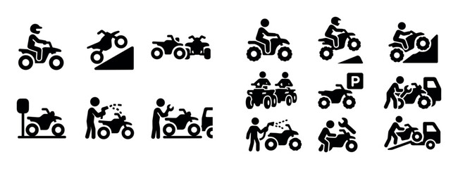 Obraz premium Outdoor icons with atv rider ramp silhouette