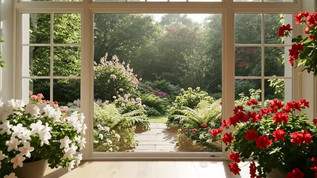 Indoor plants near large window for commercial advertising, marketing campaigns, and creative projects