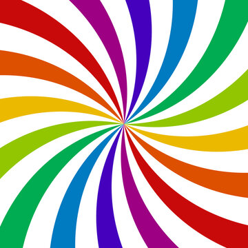 Vibrant rainbow spiral pattern on white background