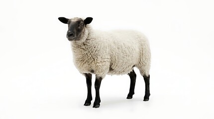 Fototapeta premium Sheep isolated on white background livestock animal concept for design