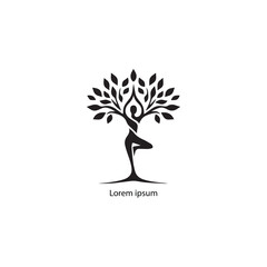Obraz premium tree yoga logo design vector 