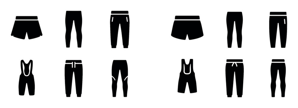 Sportswear icons with shorts and leggings flat minimal