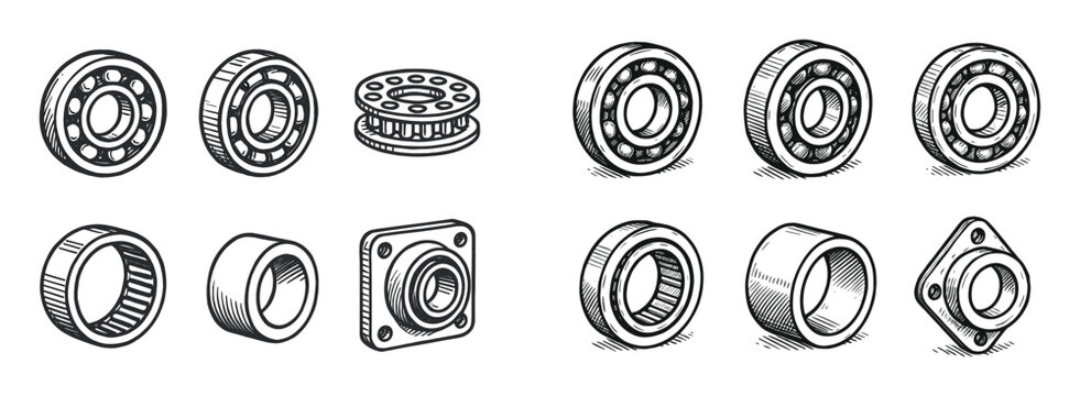 Mechanical icons with bearing race and flange sketch