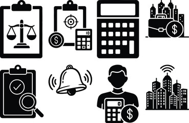 Legal and business management icons with business management calculator © Star_Pixels11