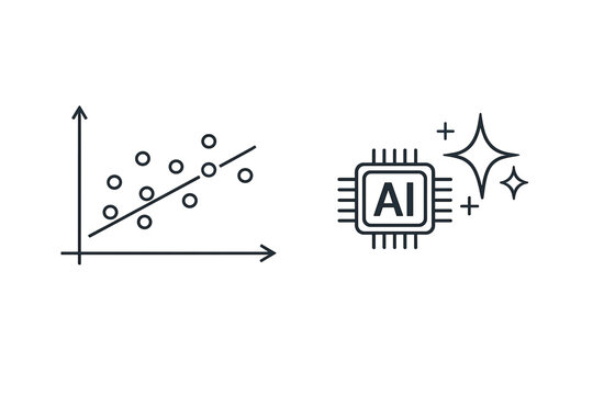 A minimalist line art vector illustration featuring a scatter plot