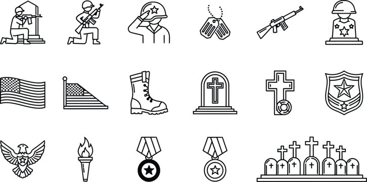 Memorial day remembrance patriotic icons of sacrifice and honoring fallen heroes