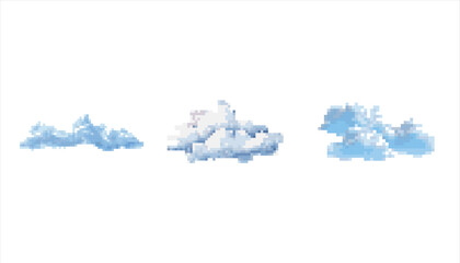 Fototapeta premium Abstract Pixelated Blue Cloud. 8 bit. Game development, mobile app. Isolated vector illustration. 