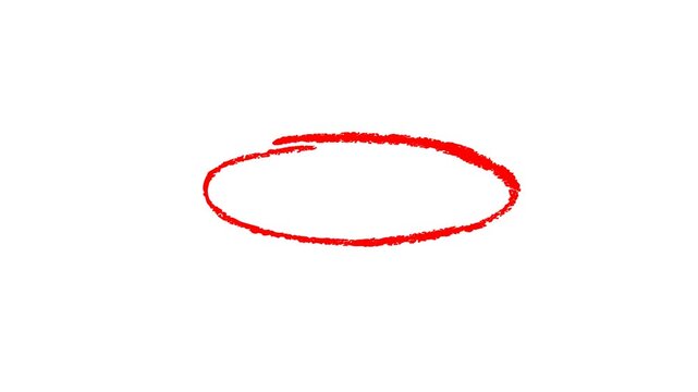 circle on white background in animated scribble style stop motion. Symbol of ellipse hand drawn in isolated footage ready to use in online interface to highlight necessary information