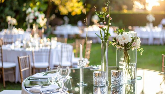 Elegant outdoor event table setting