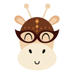 Cute Superhero Giraffe Face Image. Cartoon Super Hero Animal Clipart. Children Vector Illustration. © JulzaArt