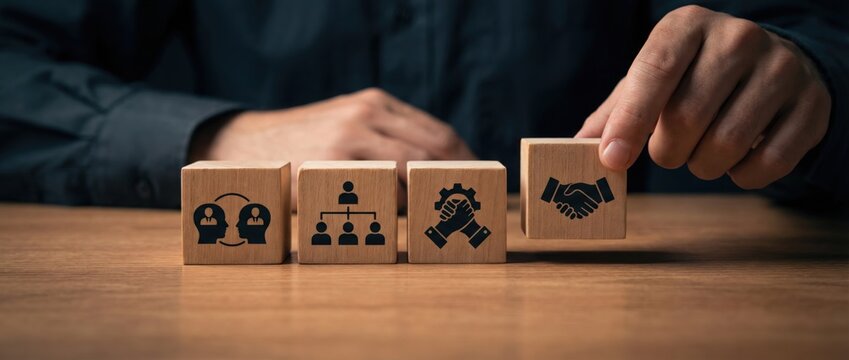 Collaborative business strategies and partnership development office environment conceptual photography professional workspace close-up view teamwork and innovation