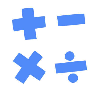 Blue math symbols plus minus multiply divide /+-&times;&divide;の青い記号