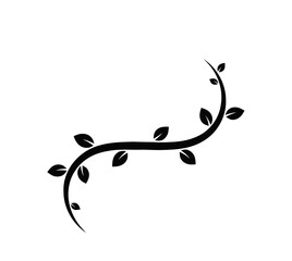 Naklejka premium Vine branch with small leaves creates a simple botanical silhouette that can be used for various creative projects and graphic designs.