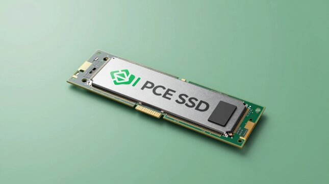 New PCE SSD displayed on a plain green background in a studio setting