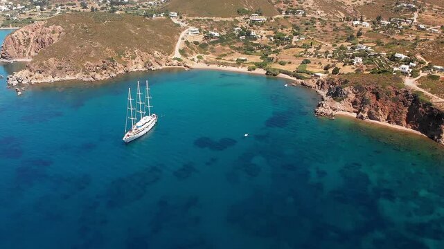 Vagia beach in Patmos island, Greece
