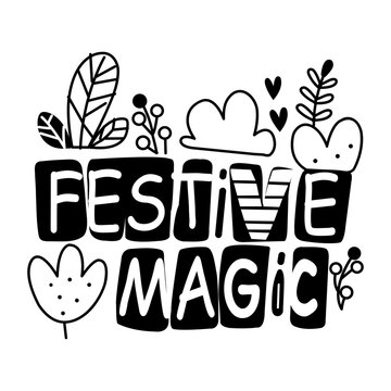 A glyph sticker of festive magic typography 

