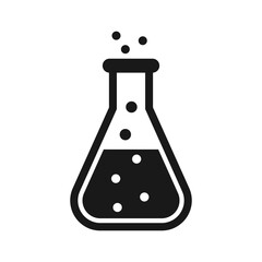 Laboratory beaker icon in flat style. Flask with liquid vector illustration on isolated background. Pharmacy container sign business concept. © Lysenko.A