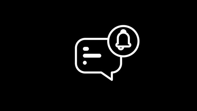 A speech bubble chat icon overlaid with a bell notification badge representing a new message alert, conversation update, or messaging platform notification for users