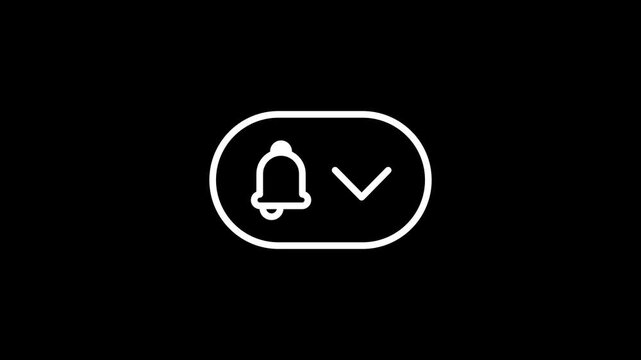 A bell icon inside a pill-shaped button with a dropdown arrow representing a notification preference selector, alert filter control, or subscription settings menu option