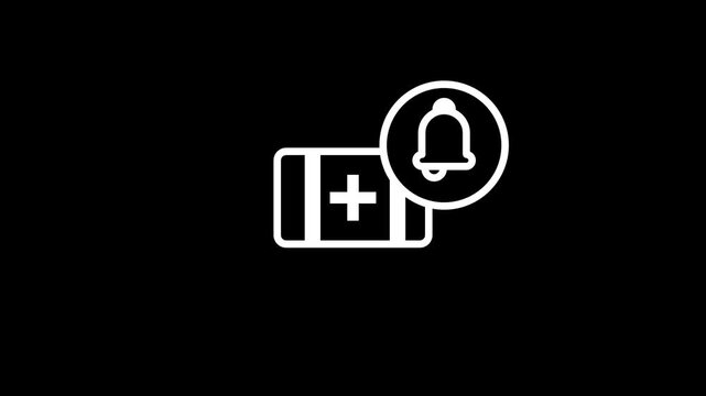 A card addition icon with a bell notification badge representing a new card added alert, payment method registration notification, or account setup confirmation update