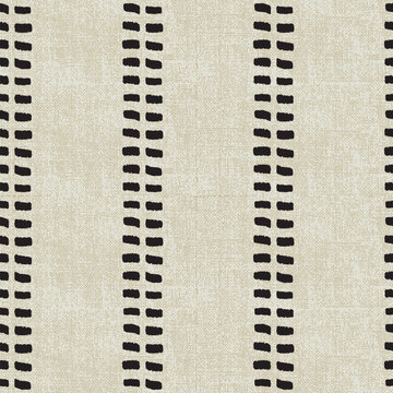 Abstract geometric dashed lines vertical pattern. Vertical stripes neutral border. Simple minimal design. Modern cotton cloth ikat tribal mudcloth fabric burlap. 