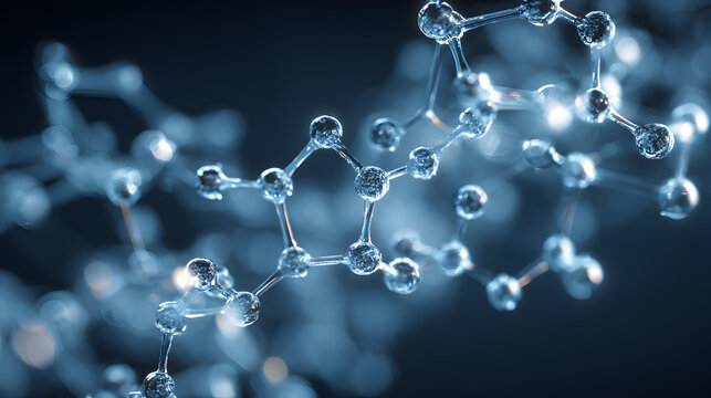 A detailed image of molecular structures with connected atoms in a scientific background