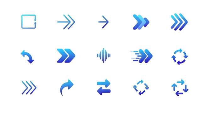 Arrow Shapes Icons Set &ndash; Direction Navigation, Pointer Symbols, Abstract Vector Pack
