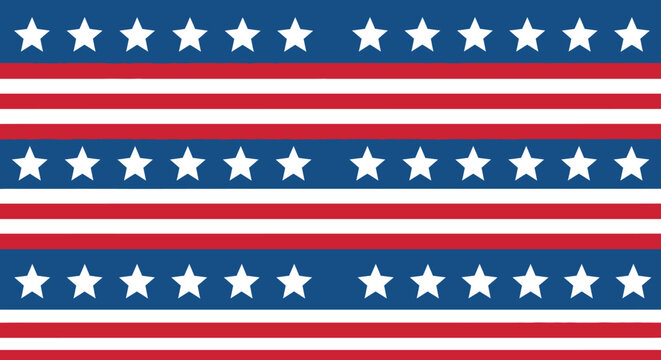 Patriotic seamless pattern with stars and stripes.