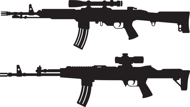 rifle silhouette comparison with scopes magazines tactical classic art