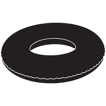 Black silhouette of a swim ring with pool float, water fun