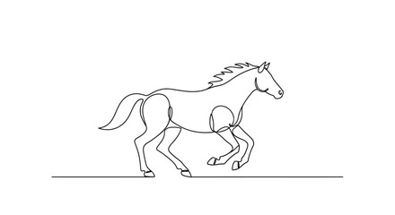 Fototapeta premium Continuous Line Drawing of a Horse Galloping