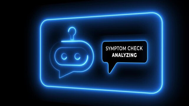 AI-powered symptom checker digital diagnosis concept on the black background.  Motion graphics of smart medical assistant technology. 