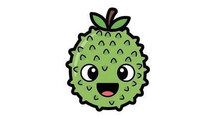 Fototapeta premium Cartoon green fruit with face.
