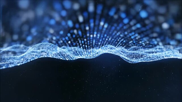 Digital wave pattern with glowing particles for commercial backgrounds, digital design, and advertising