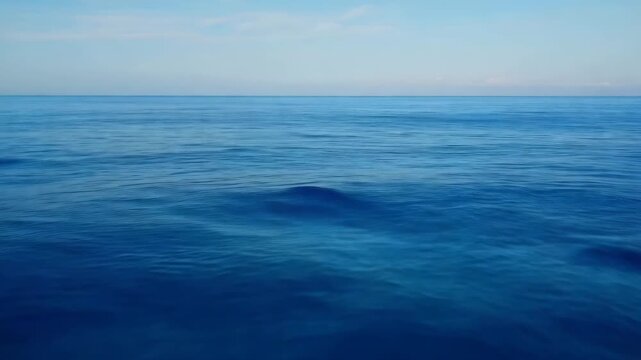 Deep blue ocean water with small waves on the surface under a clear sky during daytime