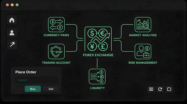 Forex trading platform with currency exchange analytics and global financial market interface