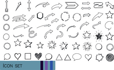 Obraz premium Print Hand Drawn Doodle Arrows Stars and Geometric Shapes Vector Pack