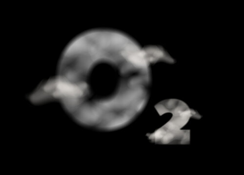 Clouds in the shape of an O₂ oxygen molecule. Transparent PNG.