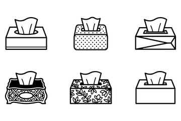 Collection of tissue box icons in various line art designs © Rani
