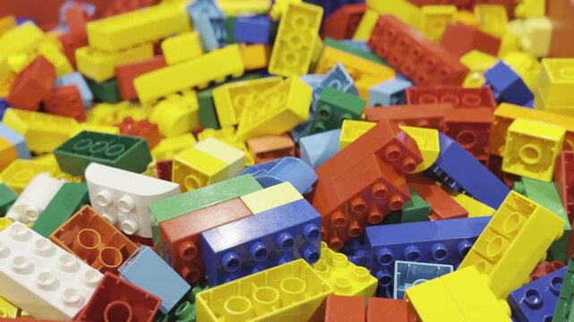 Colorful toy building bricks pile