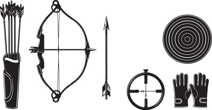 Archery equipment set with bow and arrow accessories
