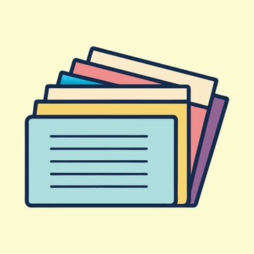 Colorful set of organized index cards with lines in a neat pile