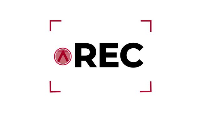 Recording sign, REC frame icon animation, rec frame icon animation. record icon button motion graphic. 