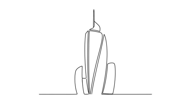 Minimalist single line drawing of a modern skyscraper, abstract architectural concept