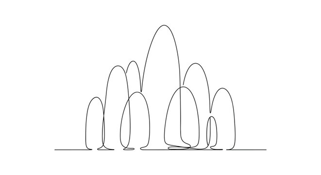 Abstract Minimalist Line Art of Bouncing Balls or Abstract Shapes