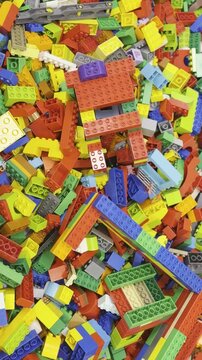 Colorful scattered building bricks