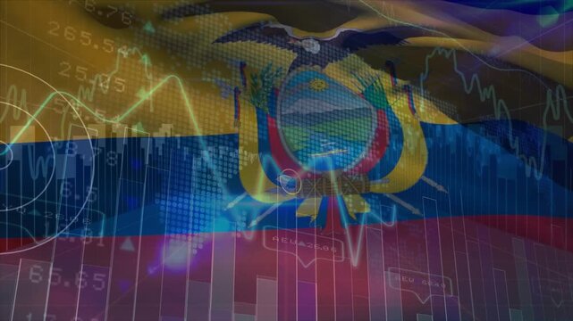 Animation of data processing over flag of colombia