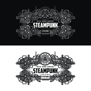 detailed steampunk badge perfect for logo, stamp, label, header, shirt design, poster and other creative design work