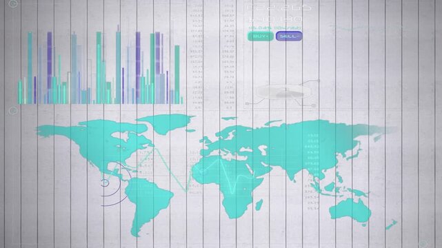 Animation of flag of italy over connections and data processing