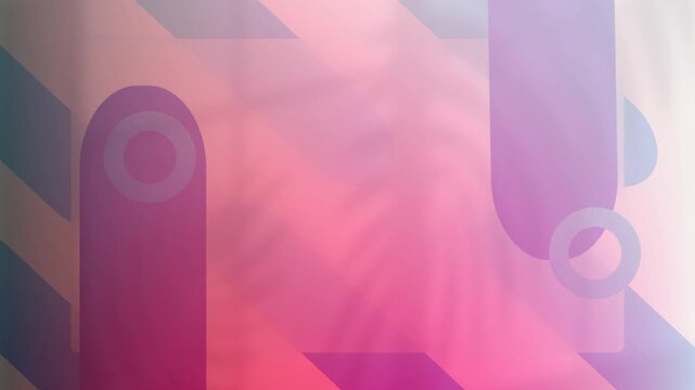 Animation of pink to grey gradient with abstract shapes in background
